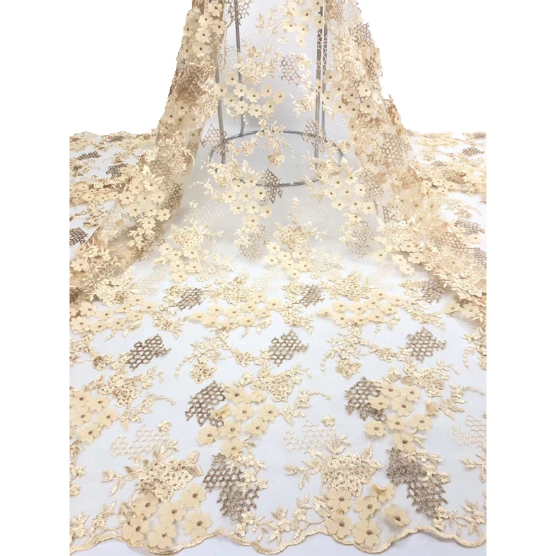 

Latest African Lace Fabric 2020 High Quality Four Leaf Flowers Embroidery Mesh Tulle Lace Fabrics Lovely For Party