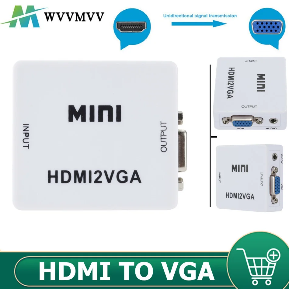 

Mini HD 1080P HDMI-compatible to VGA Adapter Converter HDMI-compatible to VGA Converter With Audio For Laptop HDTV Projector
