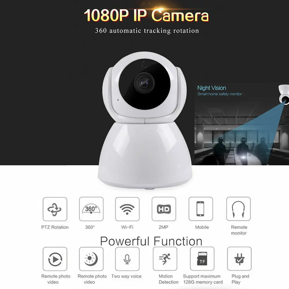 

Wifi Wireless PTZ Camera Auto Tracking IR Intercom Home Security Cam 1080P HD 360 Degree Night Vision Webcam IP Cam Baby Monitor