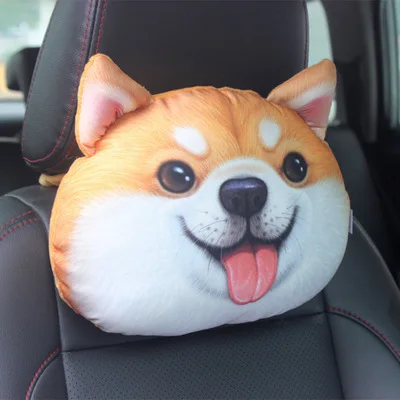 

Автомобильное сиденье CHIZIYO, милая 3D-печать, плюшевая собака, лицо животных, Автомобильная подушка на шею, автомобильная безопасная Подушка на подголовник