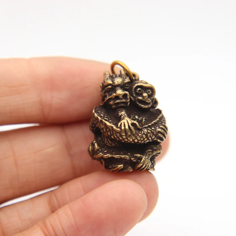 Ретро Медный Китайский Зодиак животное дракон обнимающая обезьяна счастливая