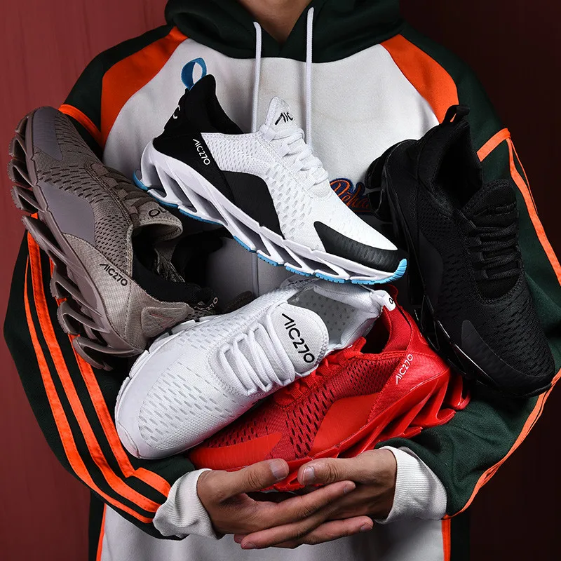 Большие размеры новые кроссовки для бега с подушками мужские летние стильные