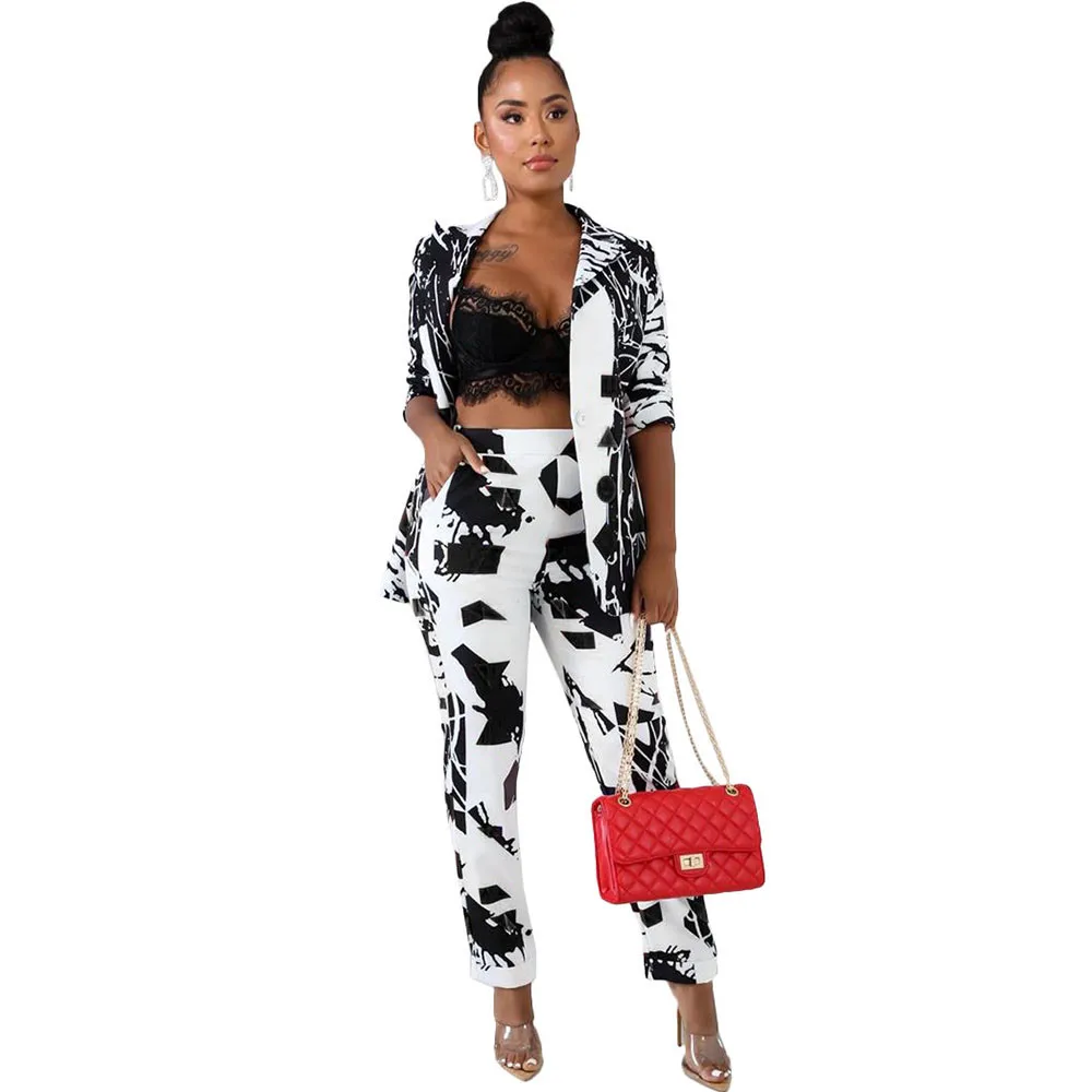 Офисный женский Блейзер Женский комплект 2 шт. зимняя рабочая одежда с длинными