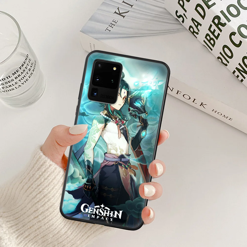 

Genshin Impact Xiao Game Phone Case For Samsung Galaxy Note S 8 9 10 20 Plus E Lite Uitra black Cover Painting Etui Tpu Shell