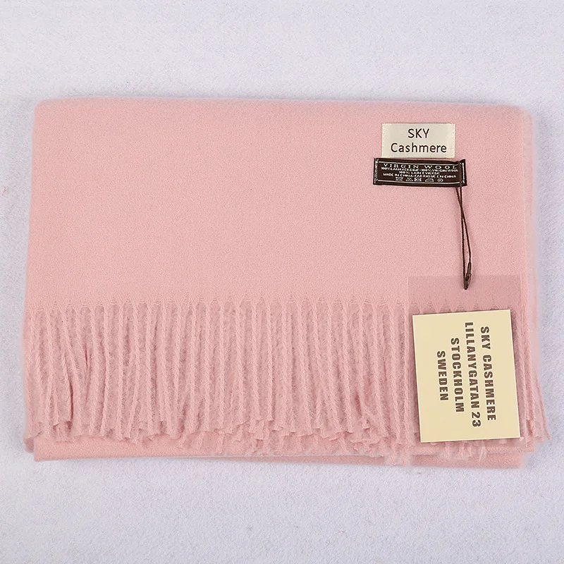 2 pink Настоящий женский простой кашемировый большой теплый толстый шарф-одеяло длинная кашемировая шаль, шарф 200x70 см - Цвет: 2 pink