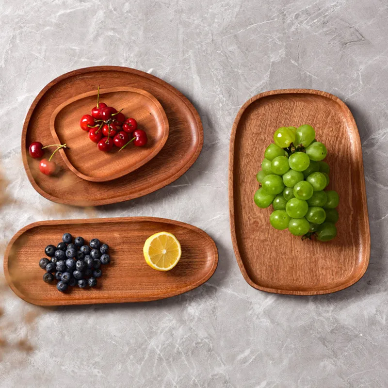 

Table Food Fruit Platter Serving Trays Appetizer Tray Dessert Plates Soup Fruit Salad Bowls Irregular Oval Wood Plates Storage