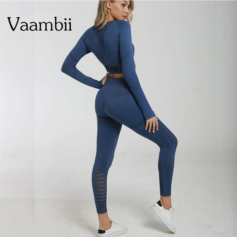 

Женская тренировочная спортивная одежда, женский спортивный костюм, бесшовный костюм для фитнеса, комплекты для спортзала, комплект из 2 ча...