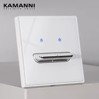 kamanni luxury light switch general standard crystal tempered glass 2gang 2 way switch white push botton wall switches 220v new