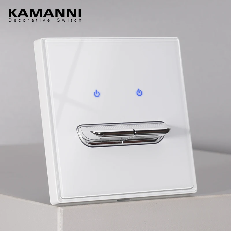 Настенный выключатель KAMANNI, из закаленного стекла, с двумя клавишами и режимом работы, 220 В - изображение
