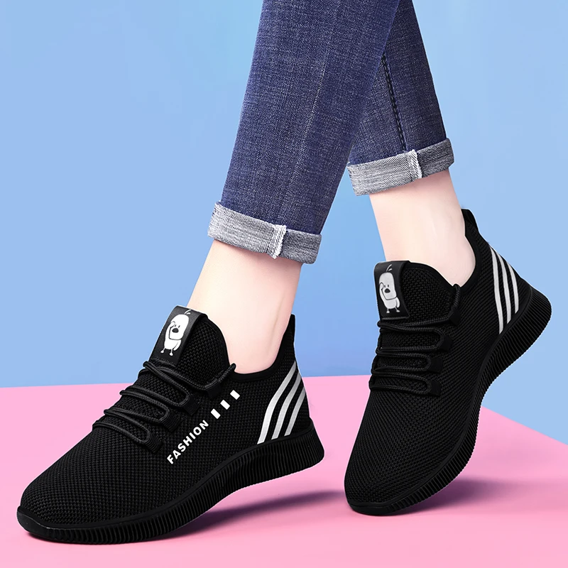 

Hot Sale Women Running Shoes Mesh Sneakers Breathable Soft Light Woman Sport Casual Shoes Black Female Vulcanize Shoes