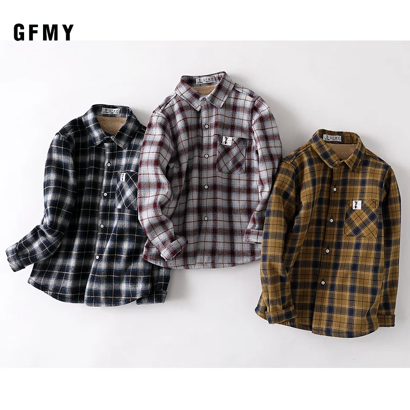 GFMY 2020 летняя 100% хлопковая модная клетчатая рубашка с длинными рукавами для
