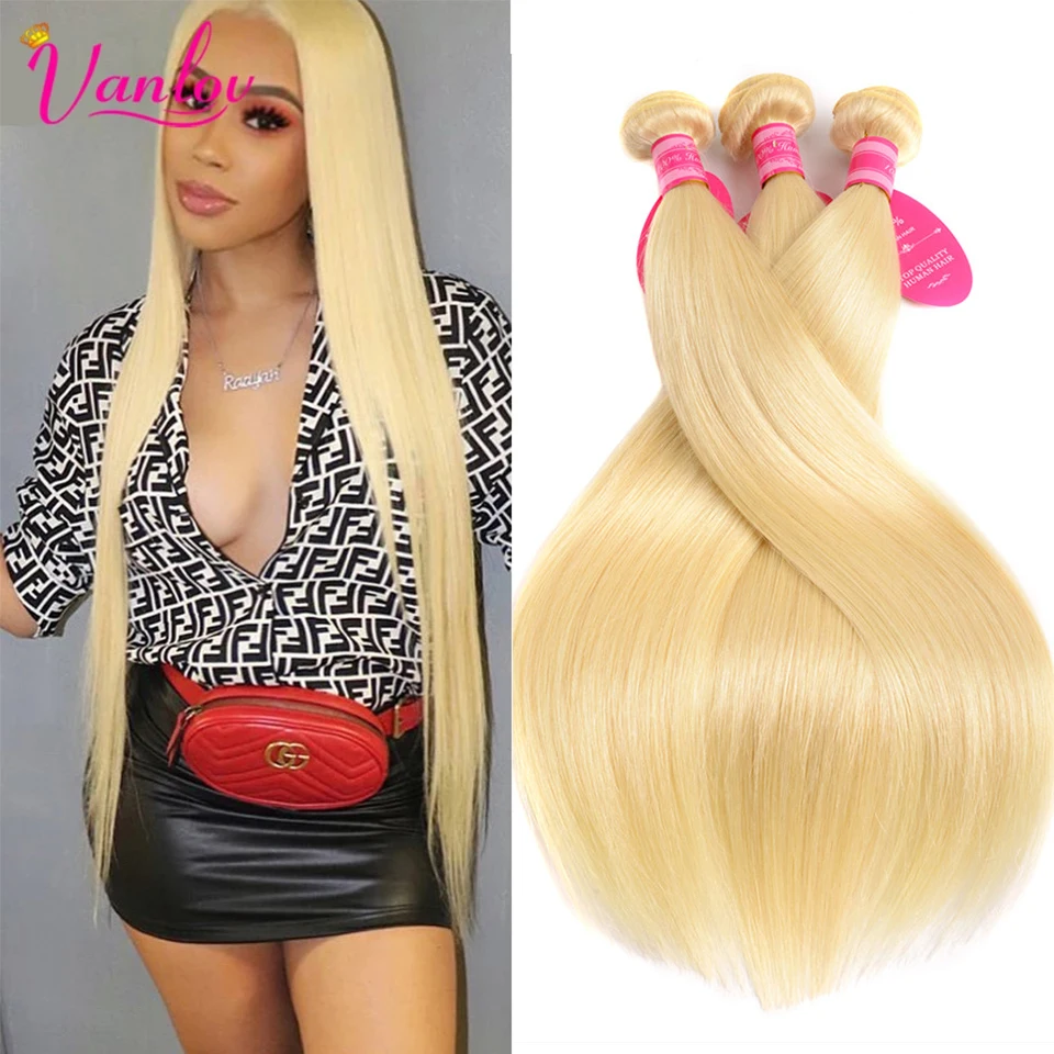 Vanlov 613 блонд волосы для наращивания малазийские вплетаемые прямые пряди 100% Remy