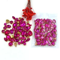 free shipping 50pcsbag mixed shape crystal glass rhinestones rose red faltback sew on gold base diy clothing accessories