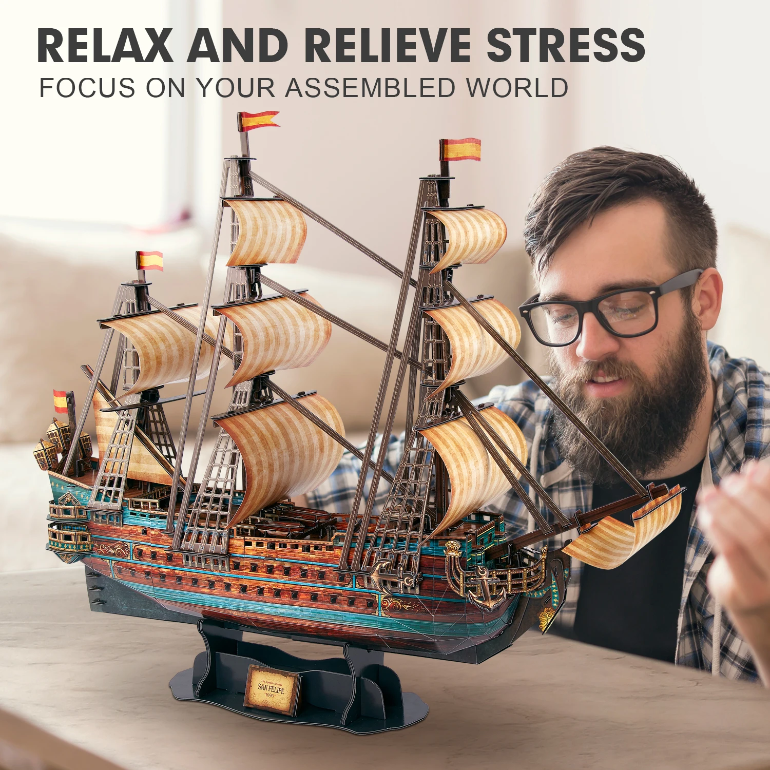 3D пазл CubicFun Сан-Фелипе модель корабля 25 6 дюйма парусная лодка 248 шт. снятие