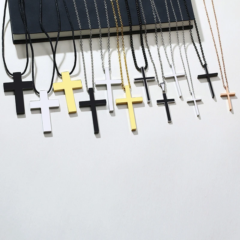 Большой золотой крест ожерелье для мужчин из нержавеющей стали кулон женщин