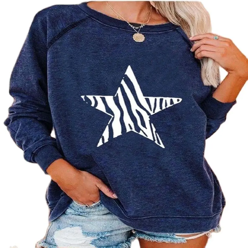 

2021 Autumn Women's Fashion Hot Sale Street Street Trendy Hedging Round Neck Loose-Fitting Women's T-Shirt
