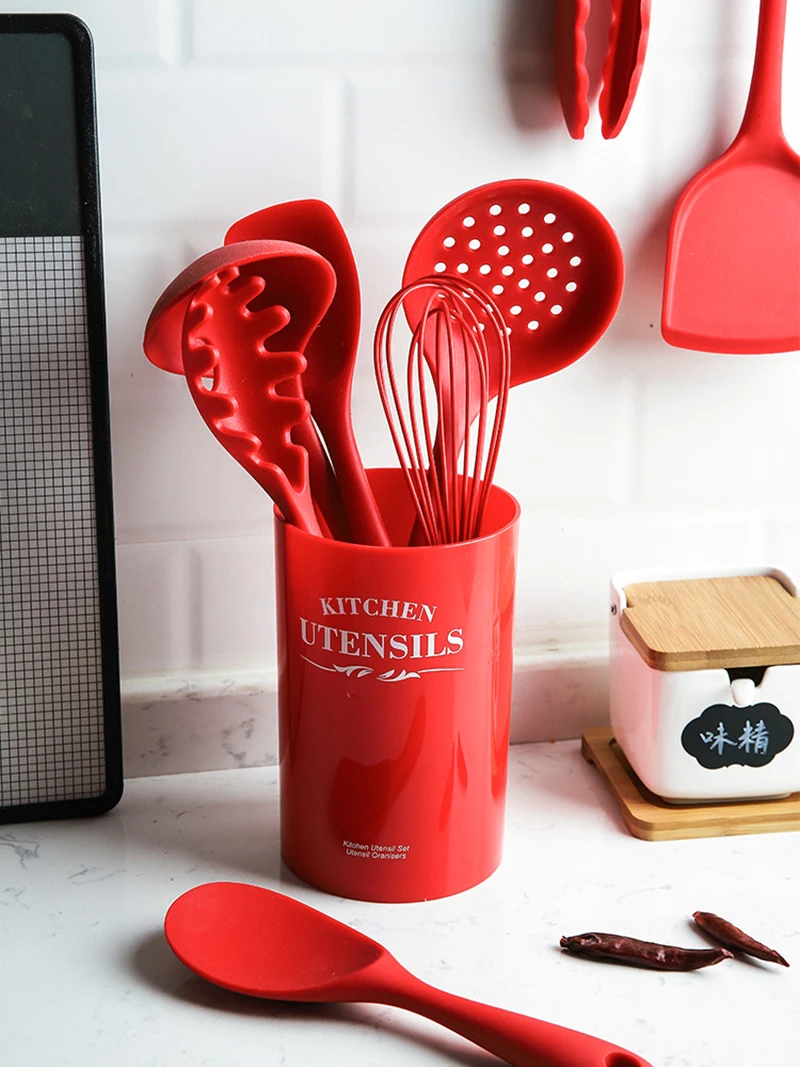 

5-9PCS Cooking Tools Set Premium Silicone Kitchen Cooking Utensils Set with Storage Box Turner Tongs Spatula Soup Spoon Strainer