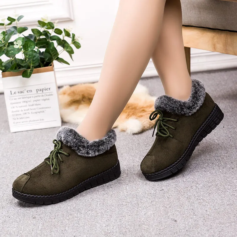 Новые женские зимние сапоги для студенток теплые короткие на плоской подошве