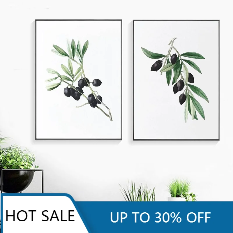Настенная Картина на холсте оливковые ветви зеленое растение скандинавские