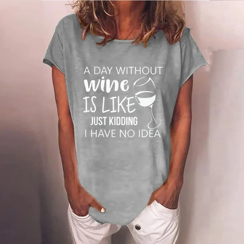 

Women's Summer Fashion Printed Letter Round Neck T Shirt Plus Size Casual Loose Female Tops S-5XL