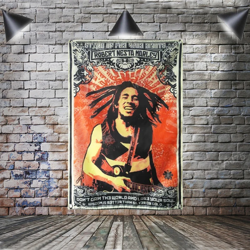 

Bob Marley Flag Banner Polyester 3*5FT 144* 96CM Hang On The Wall 4 Grommets Custom Flag Indoor Larghing