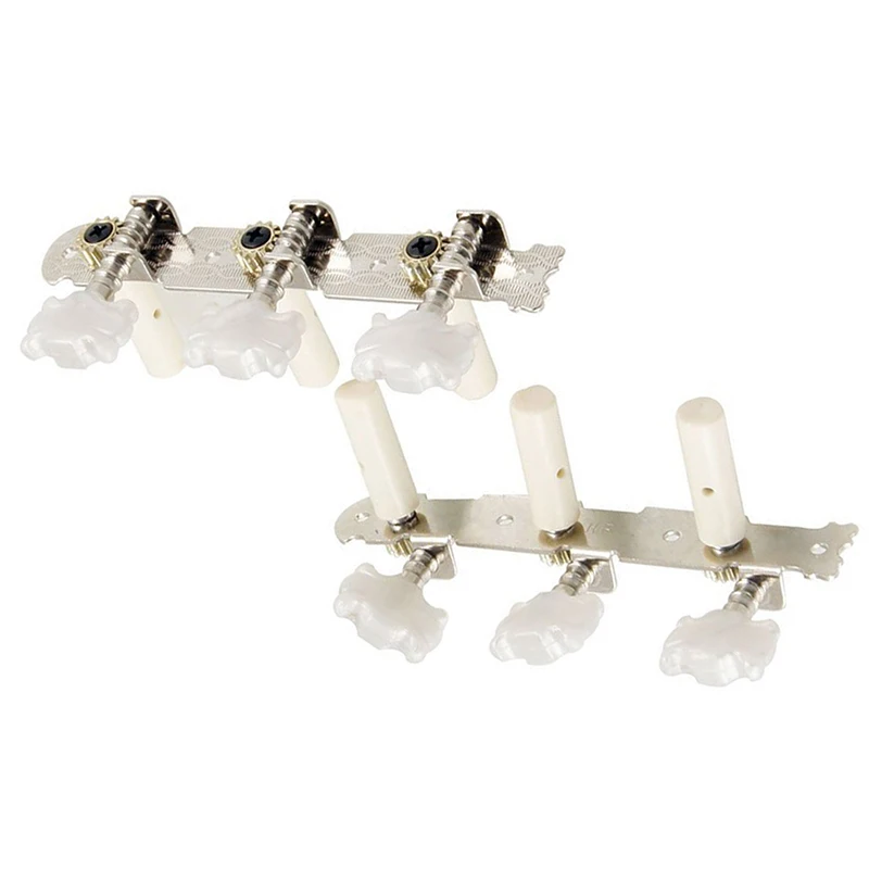 

Pair of Beige, Silver Gray Classical Guitar Assembling Tuners Tuning Pegs Machine Head Keys