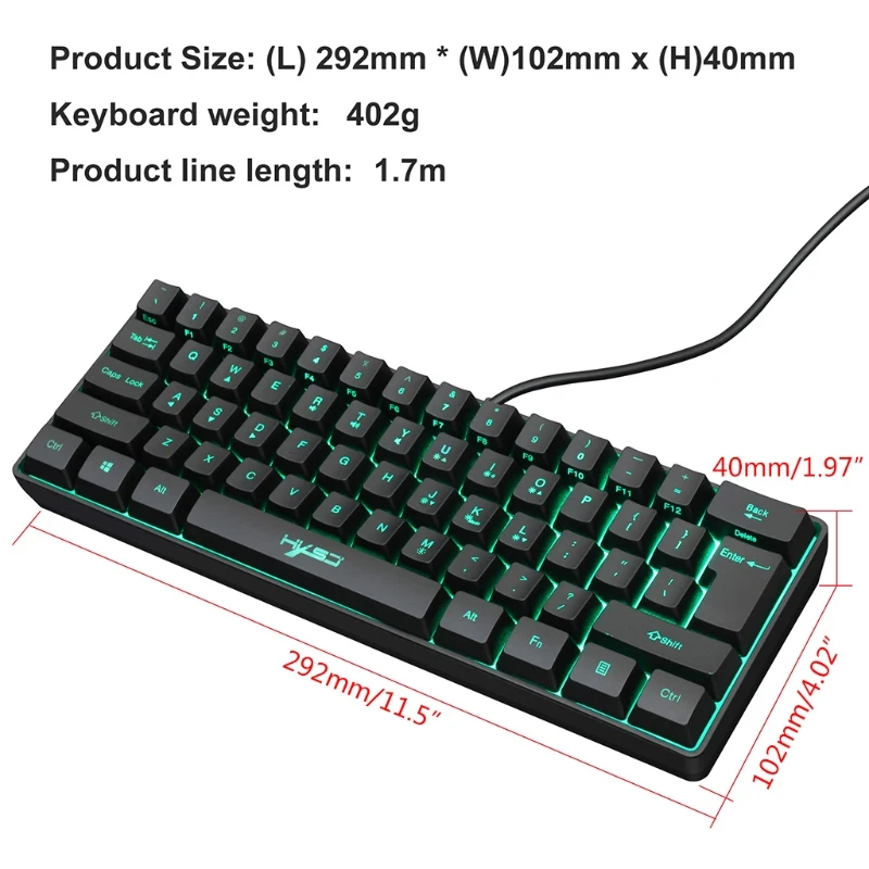 

V700 61 Keys USB Wired Gaming Keyboard RGB LED Backlit Keypad for Desktop Computer Laptop PC