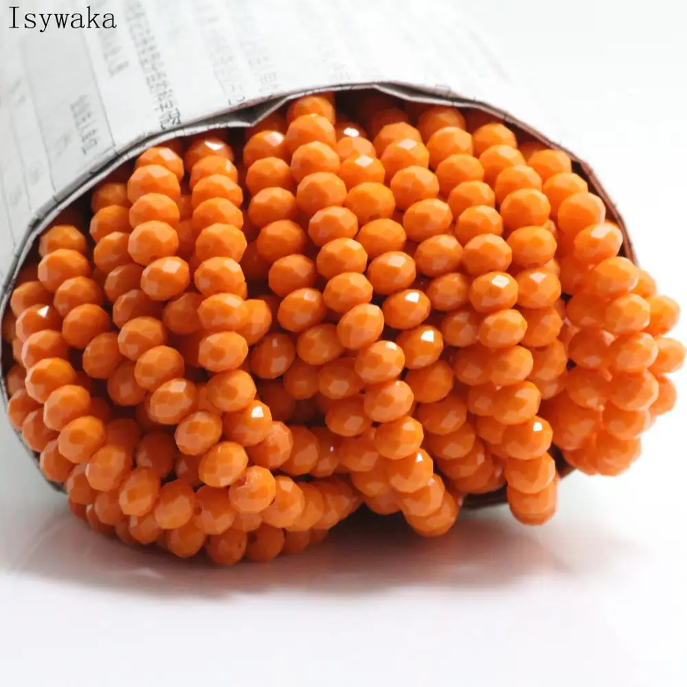 

Isywaka Solid Orange Colors 4*6mm 50pcs Rondelle Austria faceted Crystal Glass Beads Loose Spacer Round Beads Jewelry Making