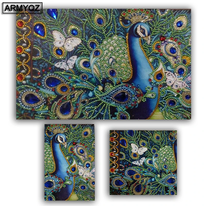 

Peacock Animal Pattern Special Shaped Diamond Painting DIY 5D Partial Drill Cross Stitch Kits Crystal Rhinestone Embroidery Arts