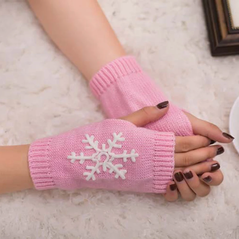 

Knitted Stretch Half Finger Fingerless Gloves For Winter Female Soft Warm Elastic Mittens Accessories