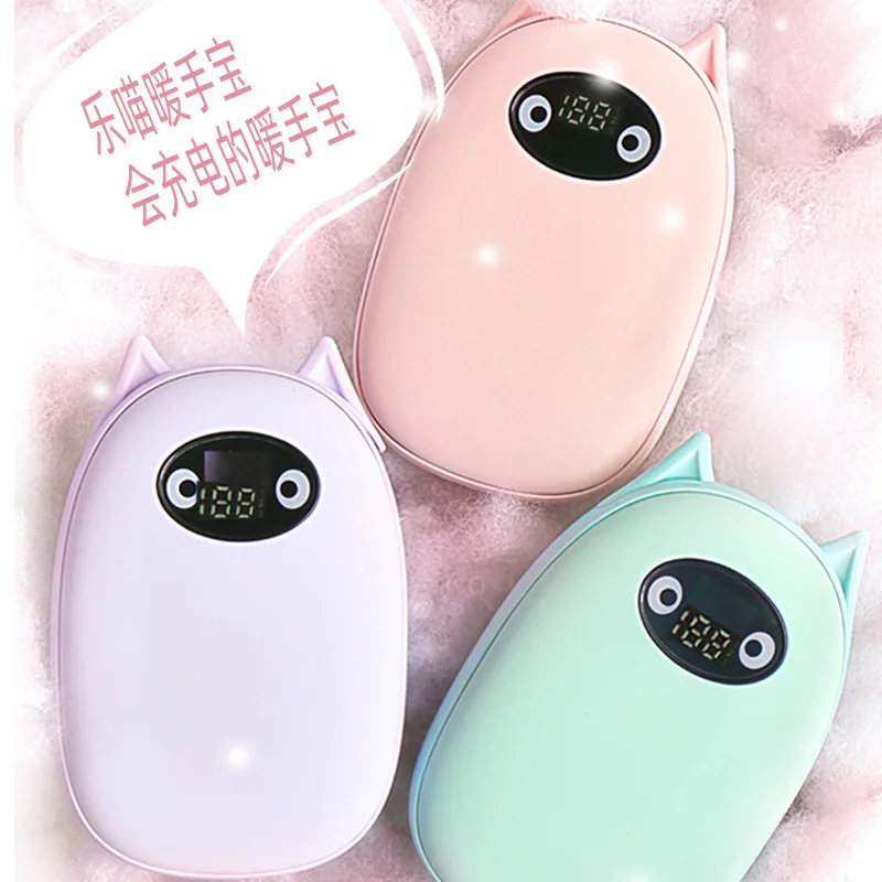 2 в 1 мультфильм USB 50 65C грелка для рук батарея 5000 мАч портативное устройство