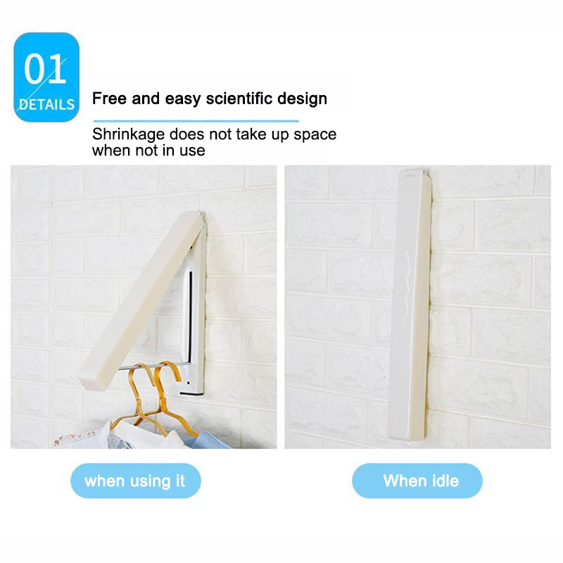 Wall Mounted Clothes Airer Washing Line Coat Shirt Dryer Folding/Pull Out Wall Hanger Space Saving Clothes Cupboard Storage Or