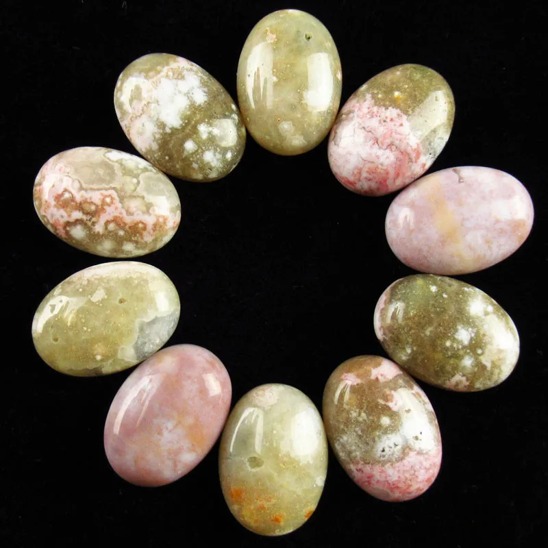 

10 шт. 23 г Овальный Кабошон из натуральной морской жасперы 18x13x5 мм JM172