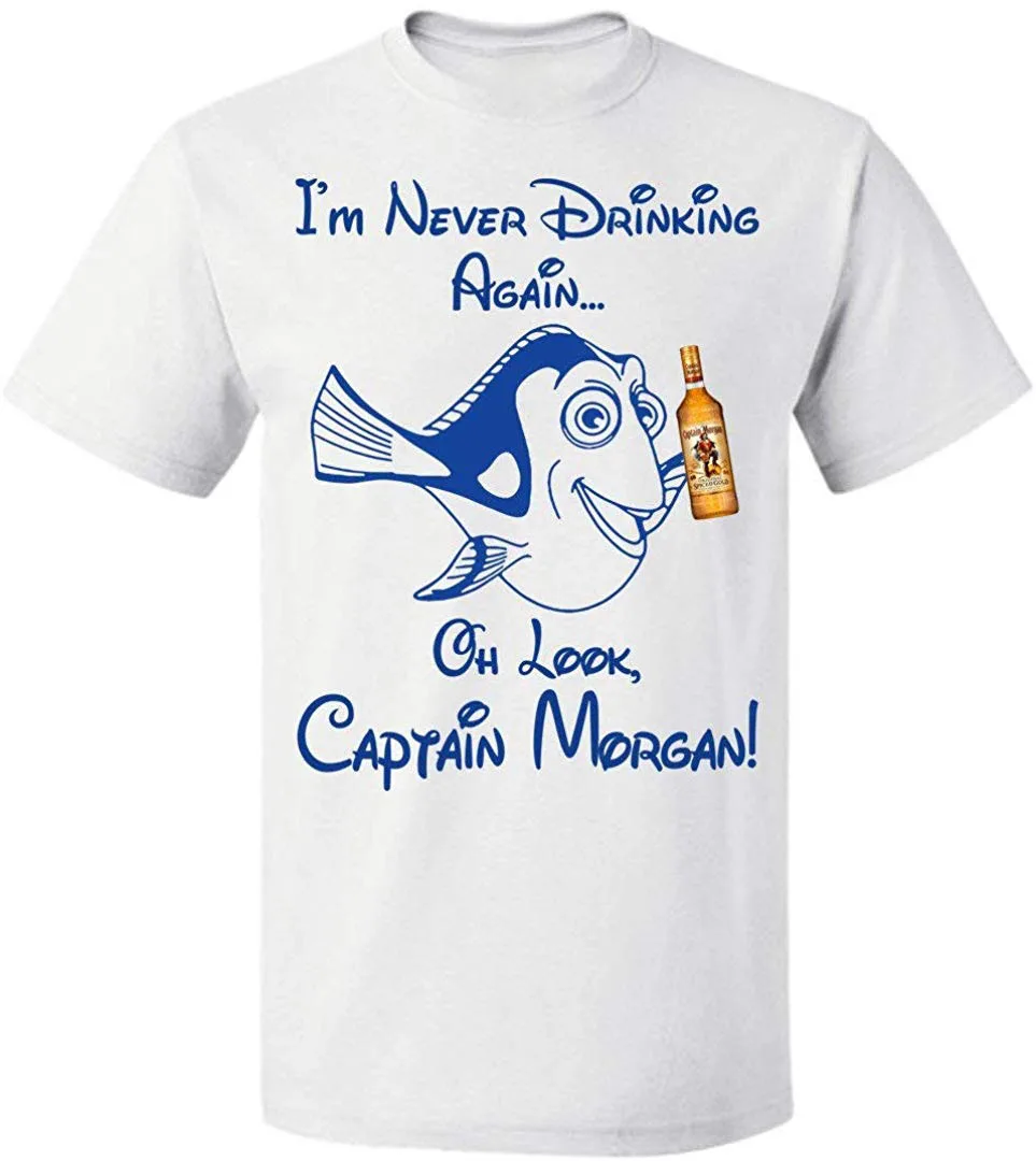 Футболка Мужская/Женская Я никогда не пью с надписью Oh Look Капитан Морган плоская