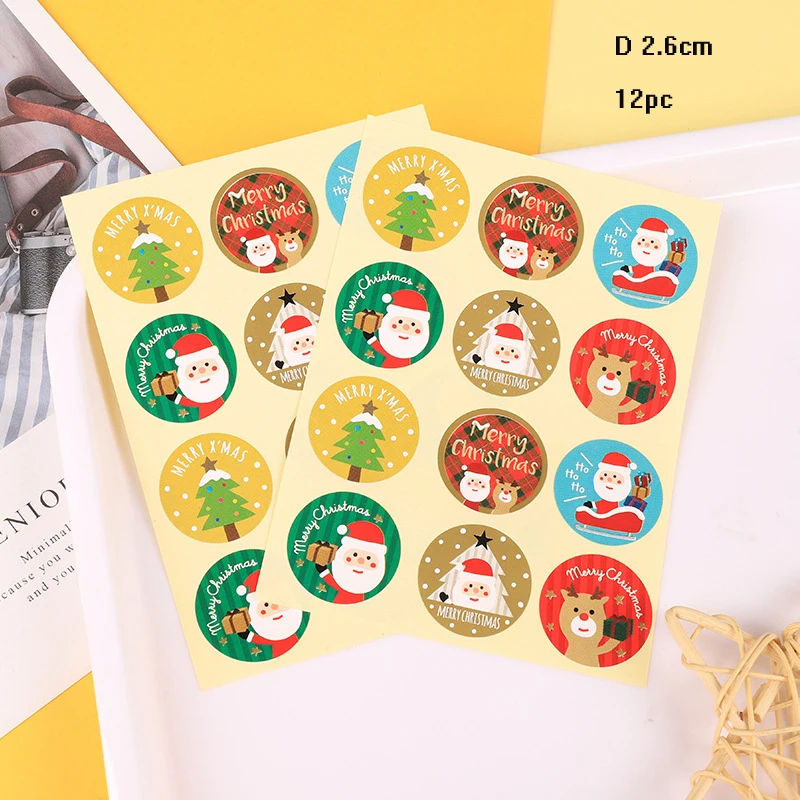 

10 sheets Cute Christmas Trees Stickers Kawaii Deer Adhesive Stickers Decor Scrapbooking Diary Albums Christmas Package Labels