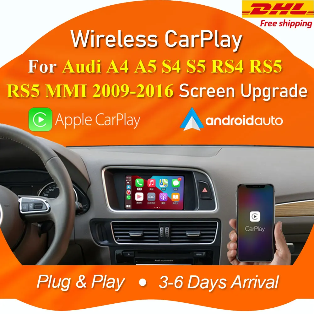 Беспроводной блок для автоматической модернизации Apple CarPlay Android Audi A4 S4 RS4 A5 S5 RS5 Q5 MMI
