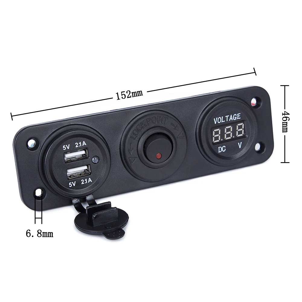 dc 1224v 5v2 1a voltmeter dual usb charger cigarette lighter for rv car boat vehicles truck gps mp3 car charger with switch free global shipping