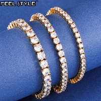 345mm micro pave cubic zircon 1 row copper tennis chain bracelet gold bling mens bracelet for men hip hop jewelry