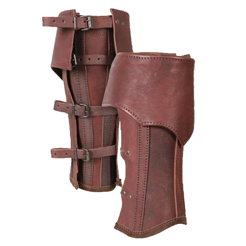 Medieval Gothic Leather Greave Half Chaps Viking Knight Leg Kit Armor Men Larp Rider Boot Cover Gaiter Cosplay Costume For Women |