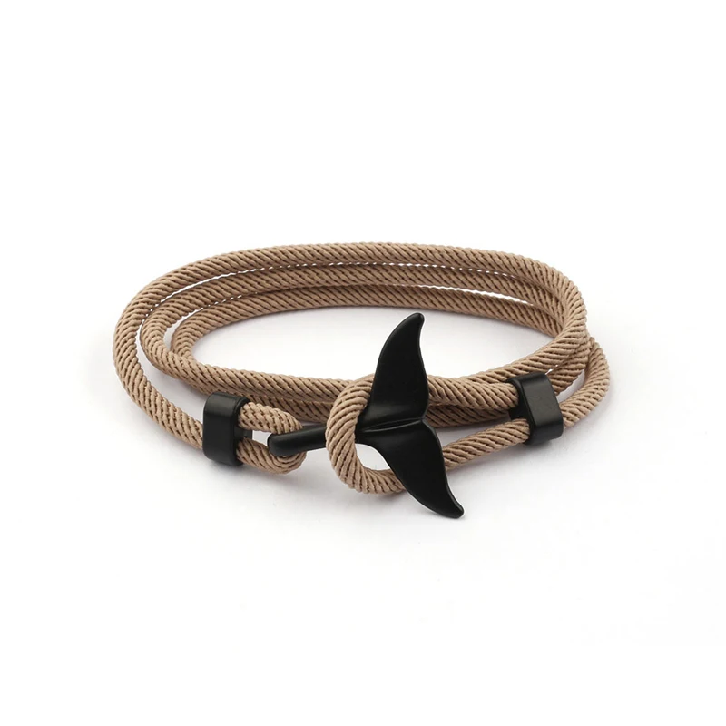 brown NIUYITID New Whale Tail Anchor Bracelet Women Red thread Nautical Male Men Charm Braclet Jewelry lovers' Accessories - Окраска металла: brown