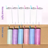 20oz stainless steel ultraviolet skinny tumbler double wall vacuum insulated straight tumbler color change under the sun