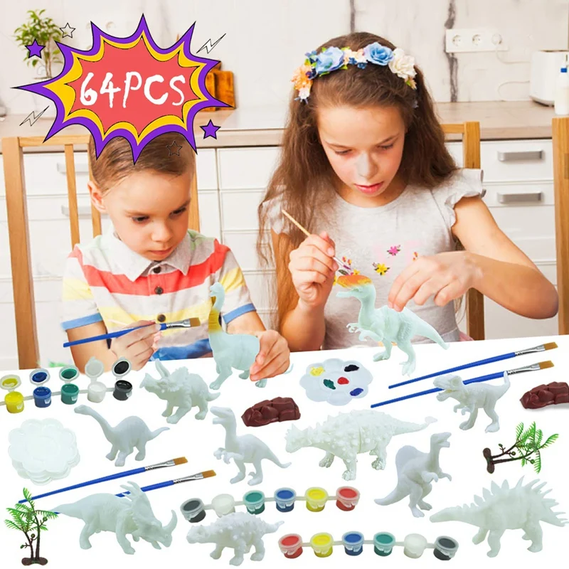 

64 шт. DIY Doodle игрушка динозавр модель DIY искусство ремесла Краска игрушка граффити игрушка образовательный набор для детей