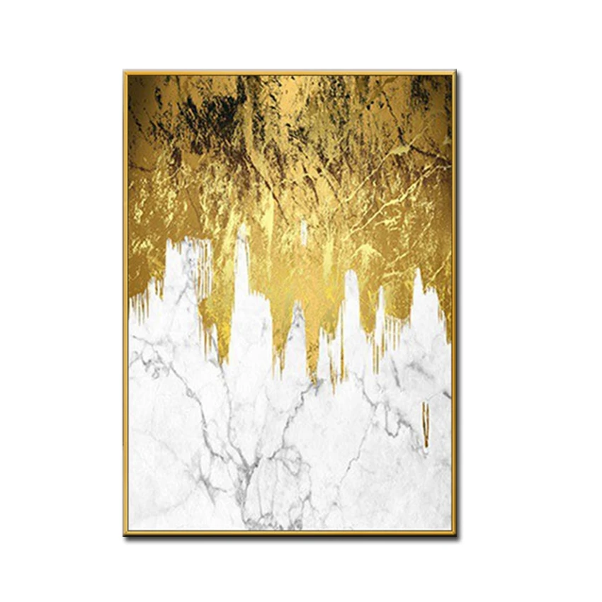 

No Framed Hand Painted Golden Painting Handmade Oil Painting On Canvas Gold Leaf Art House Painting Bedroom Wall Without Frame
