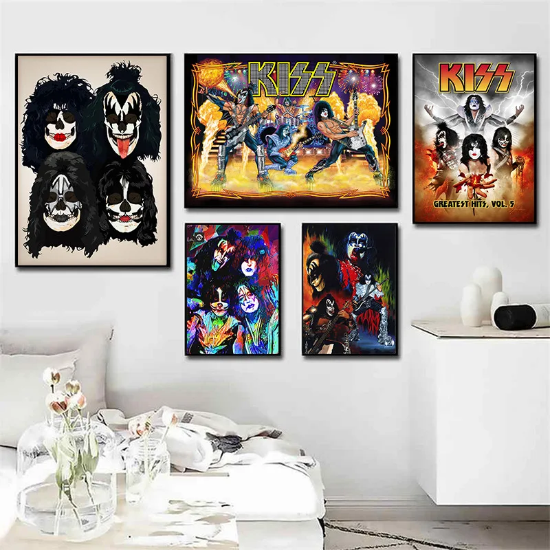 

Wall Art Canvas Kiss Band Poster Living Room Picture Prints Boy's Bedroom Home Cuadros Decoration Restaurants Bars Corridors