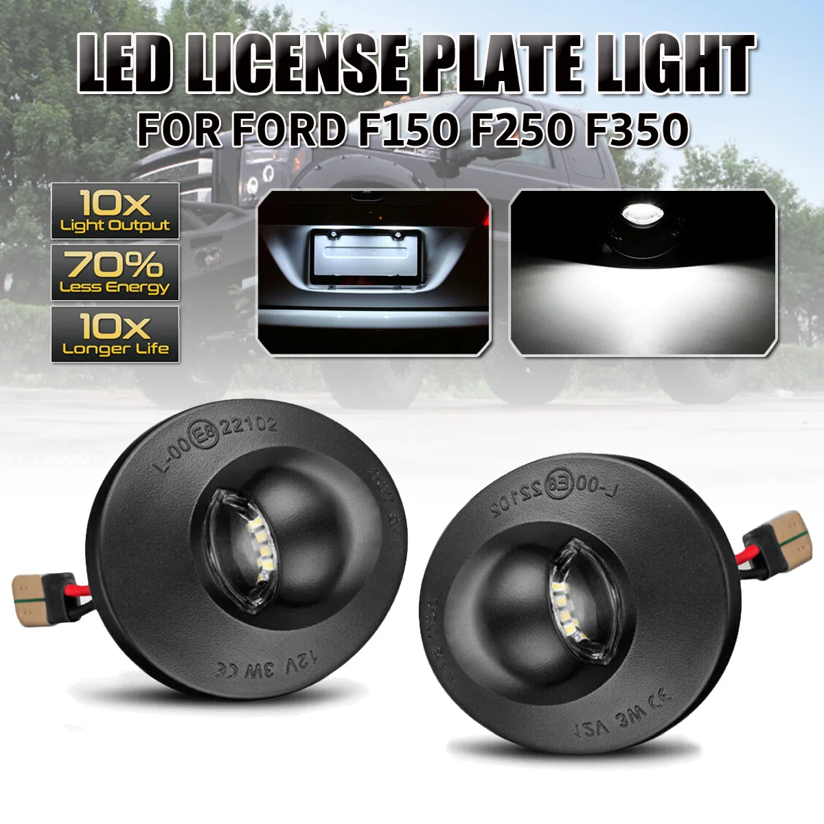 

2Pcs LED License Plate Light Lamp Assembly Replacement For Ford F150 F250 F350 LED 12V 3W/Pc 3014 SMD LEDLicense Plate Lights