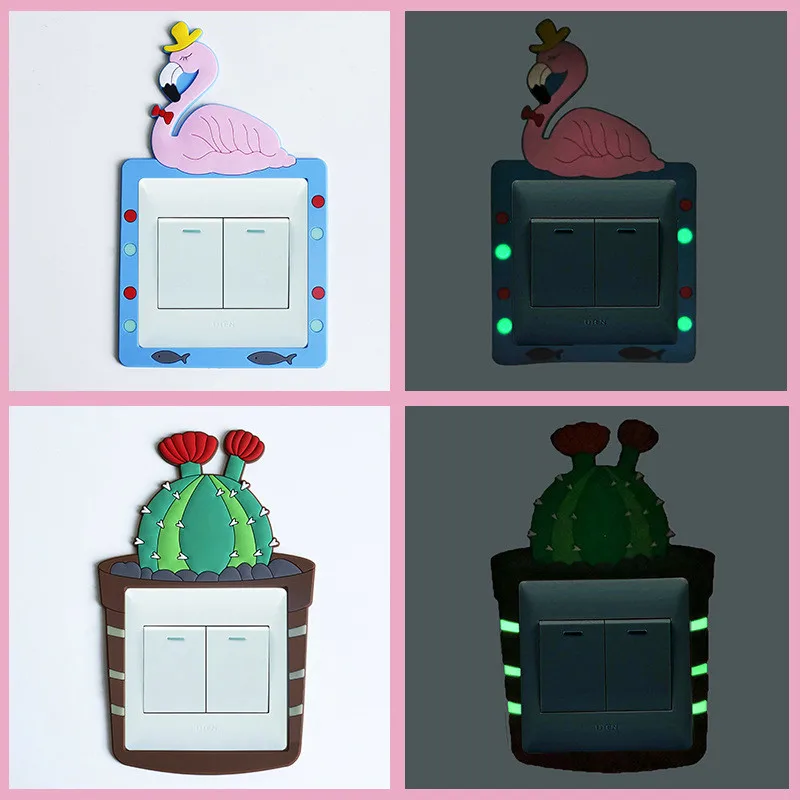 Наклейки в виде животных единорог фламинго мультфильм декор для комнаты 3D