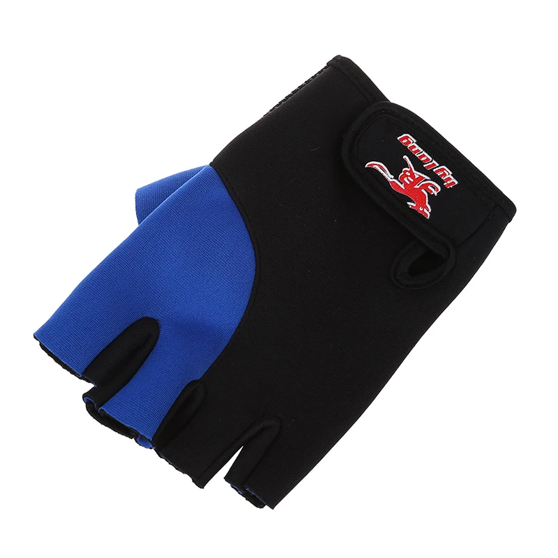 

2 Pcs Black Blue Neoprene Fingerless Sports Gloves for Men