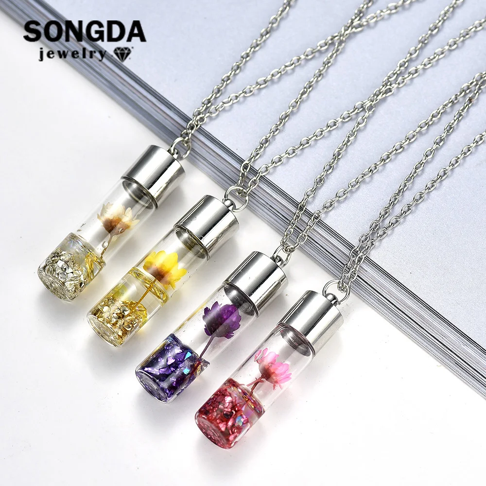 SONGDA ожерелье в форме бутылки с сушеным цветком постоянное сохранение ручная