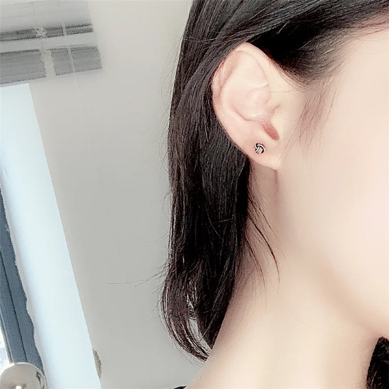 Женские сережки гвоздики из стерлингового серебра 925 пробы в винтажном стиле