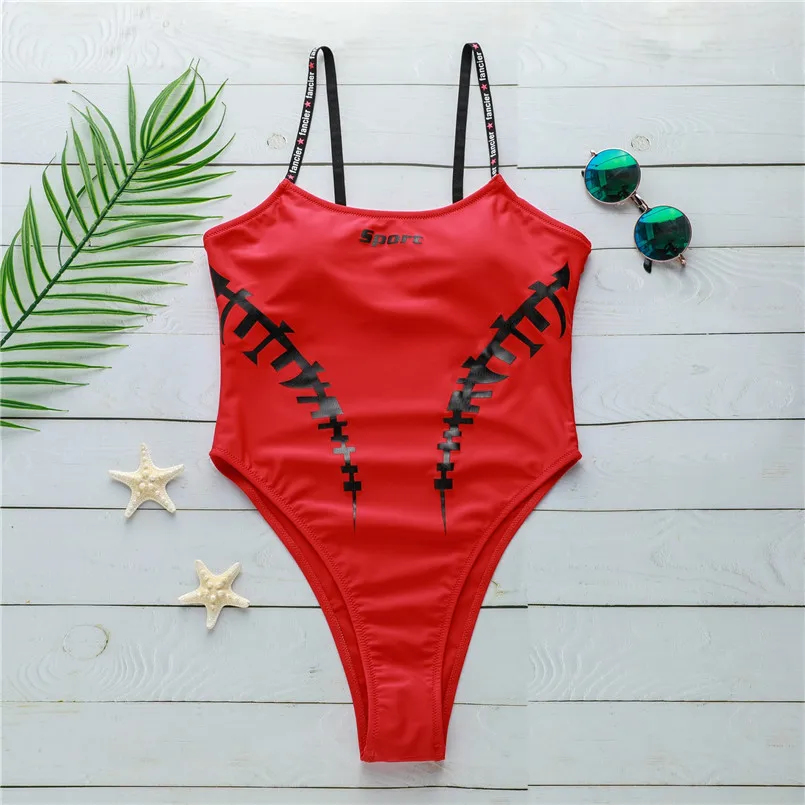 Женский купальник цельный на тонких бретельках однотонный треугольный низ